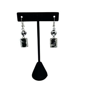 Black & White Beaded Dangle Earrings